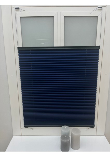 Lacivert Katlanır Cam Balkon Perdesi - Ofis Perdesi - Ev Perdesi - Salon Perdesi - Plise Perde modelleri