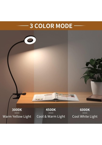 Kelepçeli LED Okuma Işığı 3 Renk ve 10 Parlaklık Masa Lambası Esnek Kaz Boynu Kitap Lambası Çocuklar Için Okuma Gece Lambası Kitap Işığı (Yurt Dışından) fiyatları