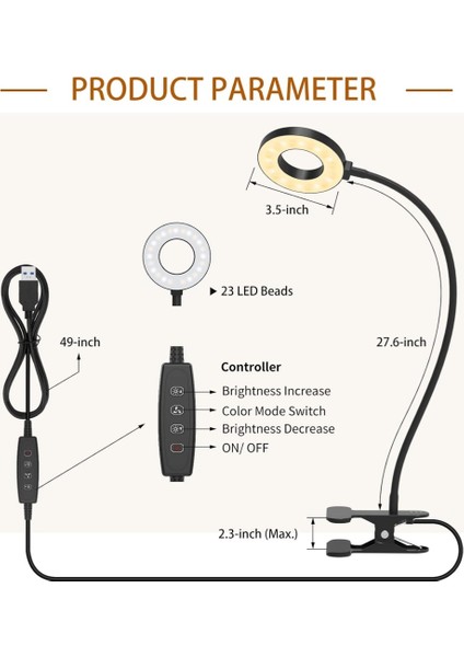 Kelepçeli LED Okuma Işığı 3 Renk ve 10 Parlaklık Masa Lambası Esnek Kaz Boynu Kitap Lambası Çocuklar Için Okuma Gece Lambası Kitap Işığı (Yurt Dışından) modelleri
