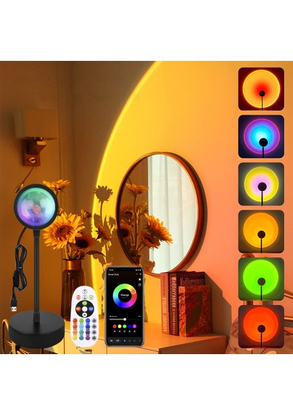 USB LED Prctor Gece Işıkları Rgb Gün Batımı Atmosferi Gece Lambası Uzaktan Kumandalı Yatak Odası Yayın Fotoğrafçılığı Arka Plan Dekoru (Yurt Dışından) fiyatları
