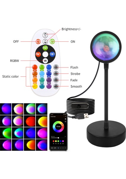 USB LED Prctor Gece Işıkları Rgb Gün Batımı Atmosferi Gece Lambası Uzaktan Kumandalı Yatak Odası Yayın Fotoğrafçılığı Arka Plan Dekoru (Yurt Dışından) fırsatları
