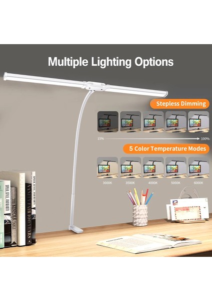 LED Çift/tek Kafa Okuma Masası Lambası Katlanabilir Salıncaklı Kol Masa Lambası Klipsli Kısılabilir Iş Istasyonu Ofis Pc Göz Koruması (Yurt Dışından) fiyatları