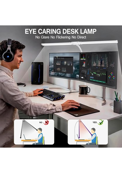 LED Çift/tek Kafa Okuma Masası Lambası Katlanabilir Salıncaklı Kol Masa Lambası Klipsli Kısılabilir Iş Istasyonu Ofis Pc Göz Koruması (Yurt Dışından) fırsatları