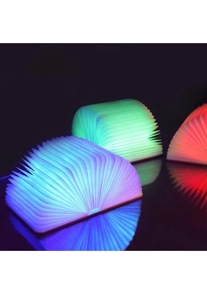 3D Katlanır Yaratıcı LED Gece Lambası Rgb Renkli USB Şarjlı Ahşap Kitap Işığı Dekor Yatak Odası Masa Lambası Çocuk Doğum Günü Hediyesi (Yurt Dışından)