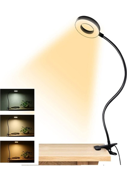 48 Led'li Masa Lambası 360° Esnek Kaz Boynu Okuma Masası Işığı Göz Bakımlı USB Kelepçeli Kitap Gece Işığı Çalışma Okuma Işığı (Yurt Dışından)