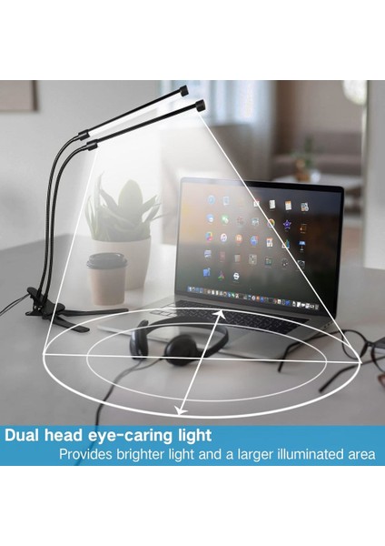 LED Masa Lambası Çift/tek Kafa Okuma Masası Lambası Klipsli Kısılabilir Parlaklık Ev Çalışma Ofis Aydınlatması Pc Göz Koruması (Yurt Dışından) modelleri