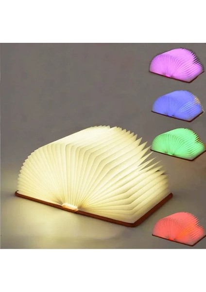 3D Katlanır Yaratıcı LED Gece Lambası Rgb Renkli USB Şarjlı Ahşap Kitap Işığı Dekor Yatak Odası Masa Lambası Çocuk Doğum Günü Hediyesi (Yurt Dışından)