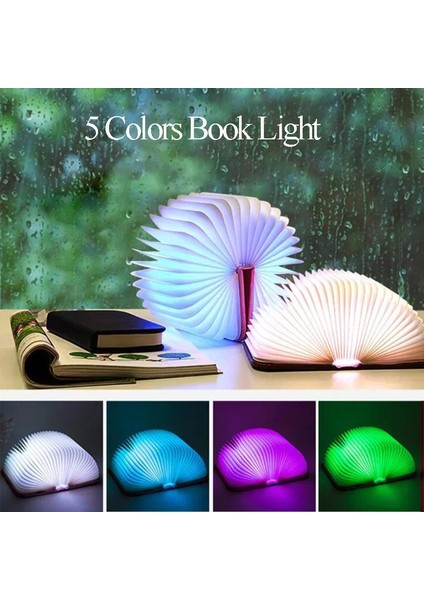 3D Katlanır Yaratıcı LED Gece Lambası Rgb Renkli USB Şarjlı Ahşap Kitap Işığı Dekor Yatak Odası Masa Lambası Çocuk Doğum Günü Hediyesi (Yurt Dışından)