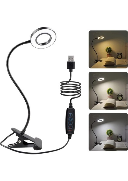 360° Esnek 48 Led'li Klipsli Masa Lambası Kaz Boynu Okuma Masası Lambası Göz Bakımlı USB Kelepçeli Kitap Gece Lambası Çalışma Okuma Lambası (Yurt Dışından)