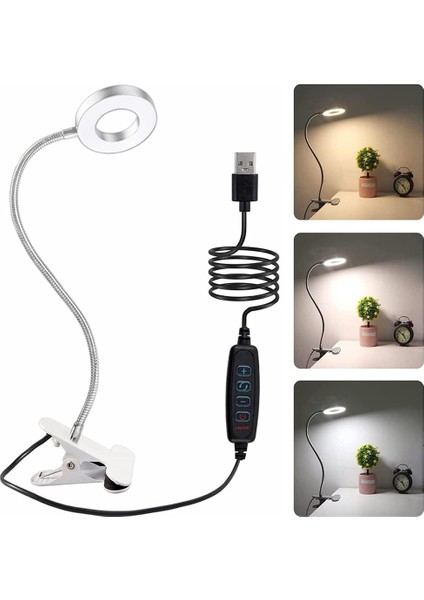 360° Esnek 48 Led'li Klipsli Masa Lambası Kaz Boynu Okuma Masası Lambası Göz Bakımlı USB Kelepçeli Kitap Gece Lambası Çalışma Okuma Lambası (Yurt Dışından)