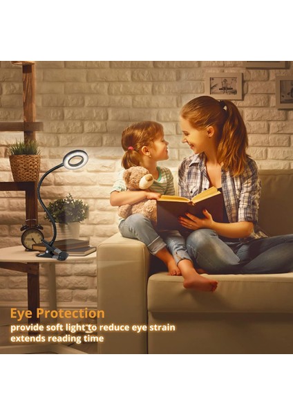 360° Esnek 48 Led'li Klipsli Masa Lambası Kaz Boynu Okuma Masası Lambası Göz Bakımlı USB Kelepçeli Kitap Gece Lambası Çalışma Okuma Lambası (Yurt Dışından)