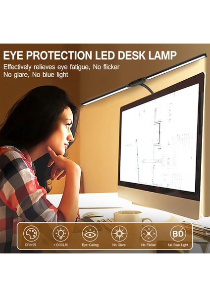 Çift/tek Kafa LED Masa Lambası Kısılabilir Pc Monitör Işığı USB Masa Lambaları Okuma Işıkları Göz Koruması 3 Renk Modu Ofis Için (Yurt Dışından) modelleri