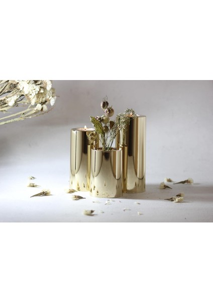 3'lü Tealight Mumluk Seti (Gold)