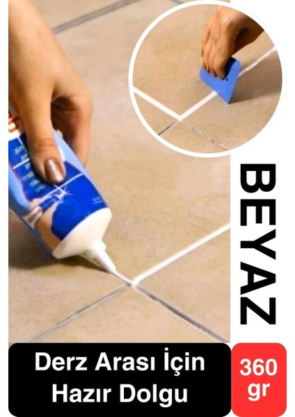 Premium Fayans Arası Beyaz Hazır Derz Dolgu Gaga Uç Tüp Mermer Mutfak Banyo Zemin Duvar Onarıcı