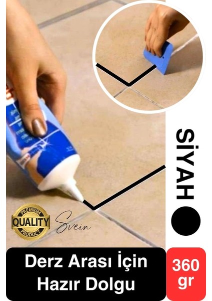 Premium Fayans Arası Siyah Hazır Derz Dolgu Gaga Uç Tüp Mermer Mutfak Banyo Zemin Duvar Onarıcı