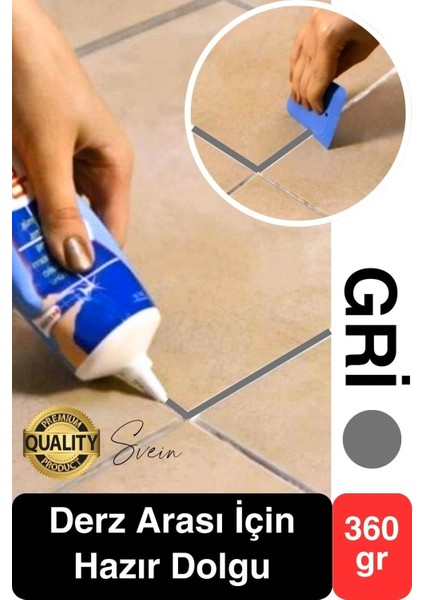Premium Fayans Arası Gri Hazır Derz Dolgu Gaga Uç Tüp Mermer Mutfak Banyo Zemin Duvar Onarıcı