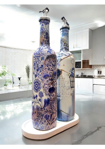 Mavi-Beyaz Renkli Seramik ve Porselen Motifli Vintage Yağdanlık Set, Sosluk, Sirkelik fiyatları