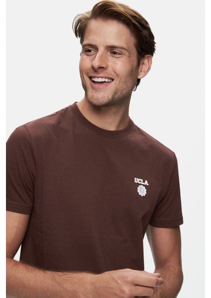 Bass Kahverengi Bisiklet Yaka Baskılı Standard Fit Erkek Tshirt fiyatları