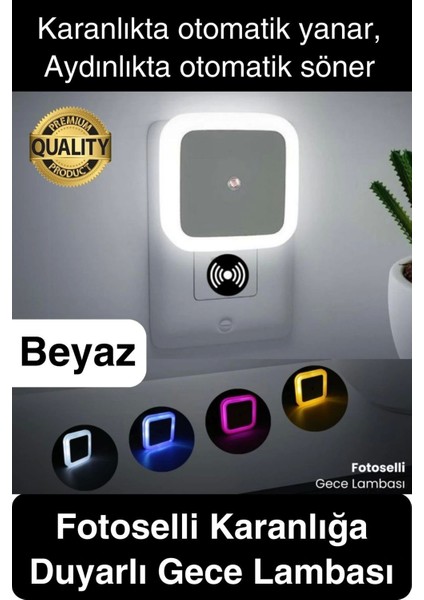 Fotoselli Gece Lambası Karanlıkta Otomatik Yanıp Sönen Aydınlığa Duyarlı Koridor Antre Loş LED Işık