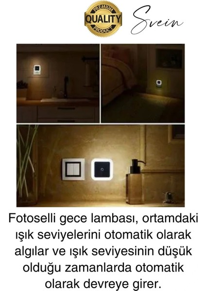 Fotoselli Gece Lambası Karanlıkta Otomatik Yanıp Sönen Aydınlığa Duyarlı Koridor Antre Loş LED Işık fiyatları