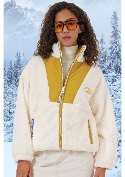 5194 Peluş Mont Ceket - Hardal