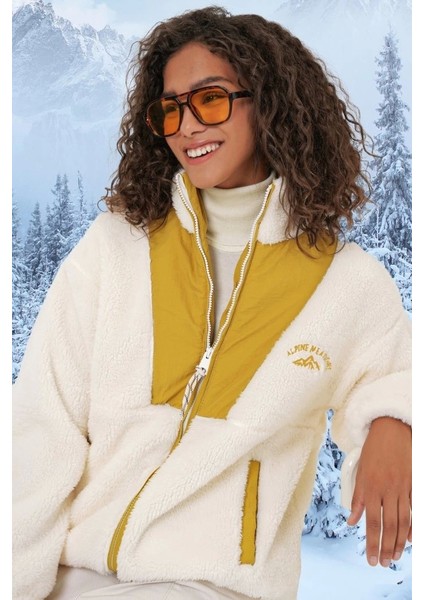 5194 Peluş Mont Ceket - Hardal
