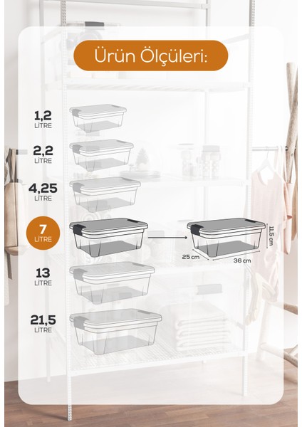 3'lü 7 Litre Kilitli Kapaklı Saklama ve Erzak Kutusu 33104 fiyatları