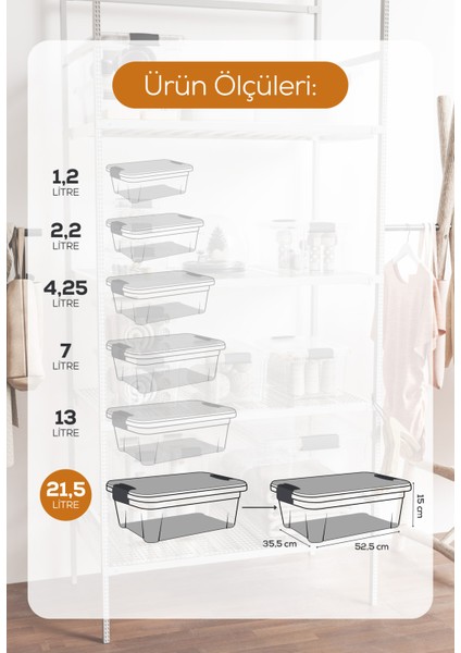 3'lü 21,5 Litre Kilitli Kapaklı Saklama ve Erzak Kutusu 33106 fiyatları