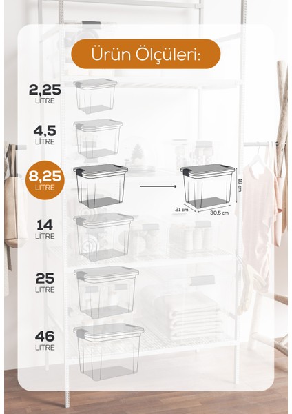 3'lü 8,25 Litre Kilitli Kapaklı Saklama ve Erzak Kutusu 33123 fiyatları