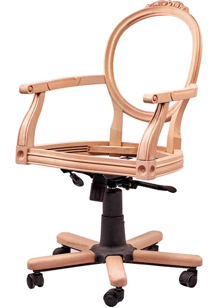 Boyabat Oymalı Ofis Çalışma Koltuğu Cilasız Ham Ahşap