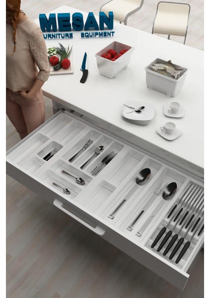 Çekmece Içi Kaşıklık Ve Bıçaklık Düzenleyici Beyaz, 104x48 Yandan Ve Boydan 4Cm Kesilebilir