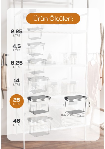 3'lü 25 Litre Kilitli Kapaklı Saklama ve Erzak Kutusu 33125 modelleri
