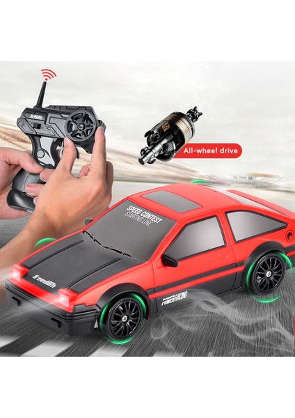 Rc Drift Araba 1 / 24 2.4ghz 4 Tekerlekli Uzaktan Kumandalı Yarış Yol Aracı Çocuk Çocuk Oyuncak (Klasik Versiyon) - Kırmızı+Siyah (Yurt Dışından)