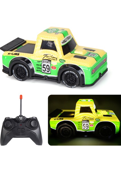Q243 1 / 24 2WD Rc Yarış Arabası Çocuk Uzaktan Kumandalı Oyuncak Araba, Soğuk Işık - Sarı (Yurt Dışından)