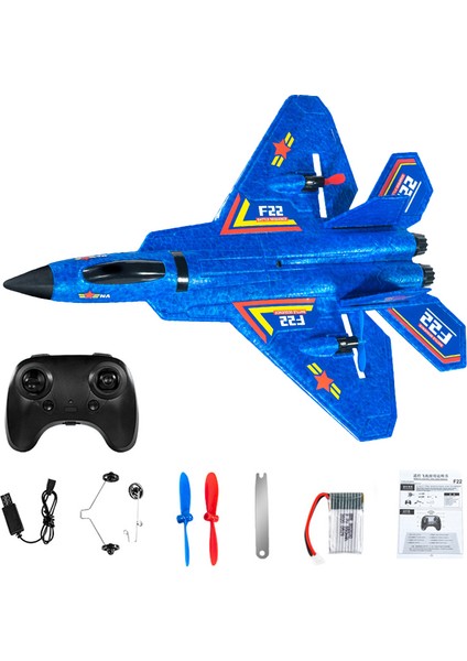 F22(HW32) Epp Köpük Kayma Rc Uçak Aerodinamik Trixenie Uçak Oyuncak, LED Gece Işıklı, Tek Pil - Mavi (Yurt Dışından)