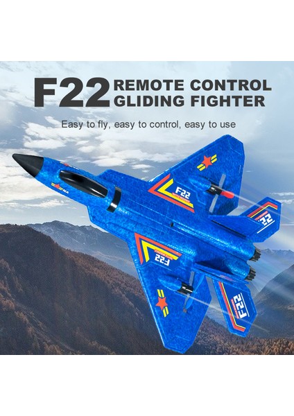 F22(HW32) Epp Köpük Kayma Rc Uçak Aerodinamik Trixenie Uçak Oyuncak, LED Gece Işıklı, Tek Pil - Mavi (Yurt Dışından)