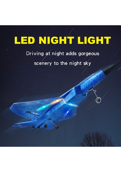 F22(HW32) Epp Köpük Kayma Rc Uçak Aerodinamik Trixenie Uçak Oyuncak, LED Gece Işıklı, Tek Pil - Mavi (Yurt Dışından)