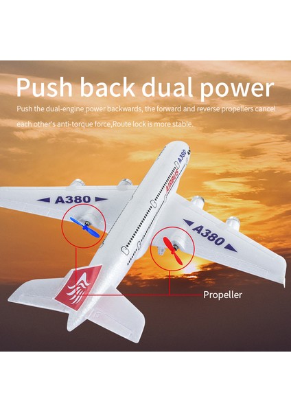 Hafif Epp Köpük Rc Uçak A380 Uçak Modeli Oyuncak, LED Projektör, Çift Piller (Yurt Dışından)