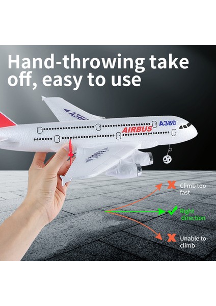 Hafif Epp Köpük Rc Uçak A380 Uçak Modeli Oyuncak, LED Projektör, Çift Piller (Yurt Dışından)