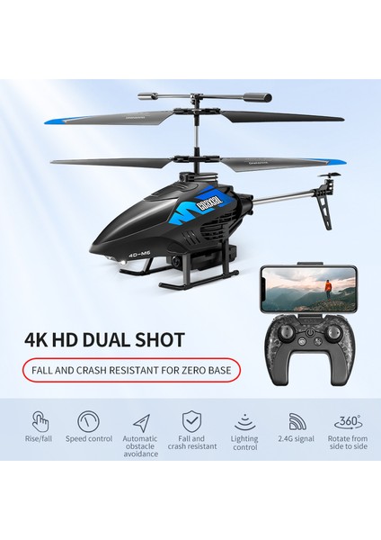 4drc 4d-M6 Hd Hava Fotoğrafçılığı Çocuk Uçak Oyuncak Şarj Edilebilir Uzaktan Kumanda Helikopteri, 1 Pil - Mavi (Yurt Dışından)