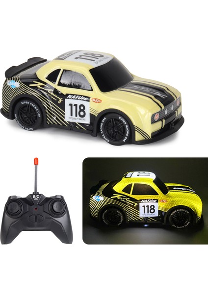 Q242 1 / 24 2WD Rc Yarış Arabası Soğuk Işık Uzaktan Kumandalı Araba Çocuk Oyuncak - Sarı (Yurt Dışından)
