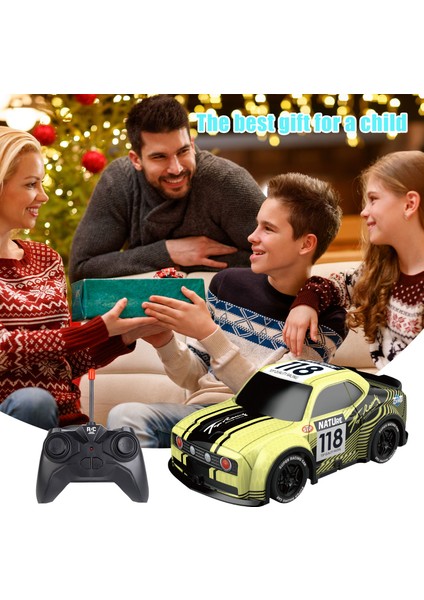 Q242 1 / 24 2WD Rc Yarış Arabası Soğuk Işık Uzaktan Kumandalı Araba Çocuk Oyuncak - Sarı (Yurt Dışından)