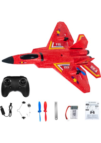 F22(HW32) Epp Köpük Kayma Rc Uçak Aerodinamik Trixenie Uçak Oyuncak, LED Gece Işıklı, Tek Pil - Kırmızı (Yurt Dışından)