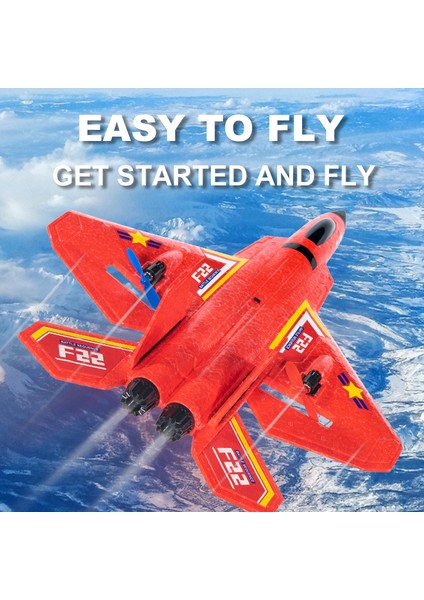 F22(HW32) Epp Köpük Kayma Rc Uçak Aerodinamik Trixenie Uçak Oyuncak, LED Gece Işıklı, Tek Pil - Kırmızı (Yurt Dışından)