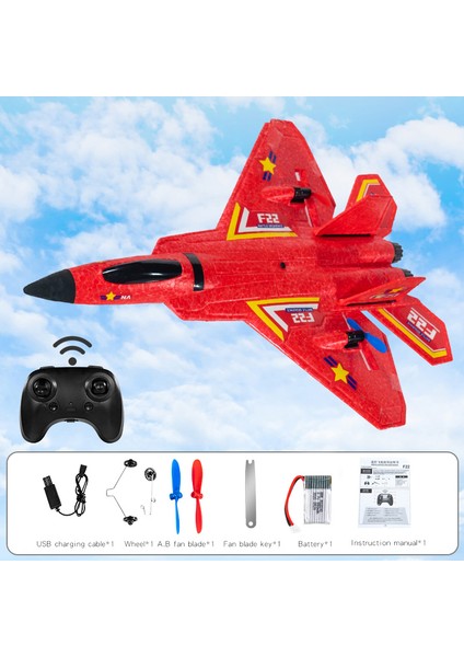 F22(HW32) Epp Köpük Kayma Rc Uçak Aerodinamik Trixenie Uçak Oyuncak, LED Gece Işıklı, Tek Pil - Kırmızı (Yurt Dışından)