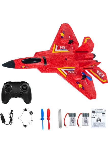F22(HW32) Trixenie Epp Köpük Rc Uçak Aerodinamiği Kayan Uçak Oyuncak, LED Gece Lambası, Çift Piller - Kırmızı (Yurt Dışından)