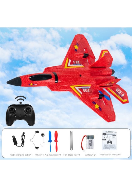 F22(HW32) Trixenie Epp Köpük Rc Uçak Aerodinamiği Kayan Uçak Oyuncak, LED Gece Lambası, Çift Piller - Kırmızı (Yurt Dışından)