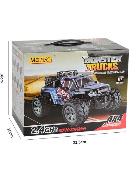 20KM/H 1:18 2.4g Uzaktan Kumandalı Araba Rc Elektrikli Canavar Kamyon Arazi Aracı - Mavi (Yurt Dışından)