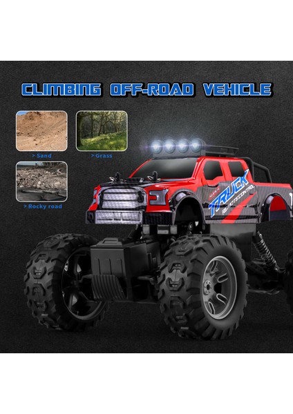 4WD Kaya Tırmanışı Off-Road Araç Soğuk Işık Çocuk Oyuncak 2.4g Uzaktan Kumandalı Araba, 1 Pil - Kırmızı (Yurt Dışından) indirimleri