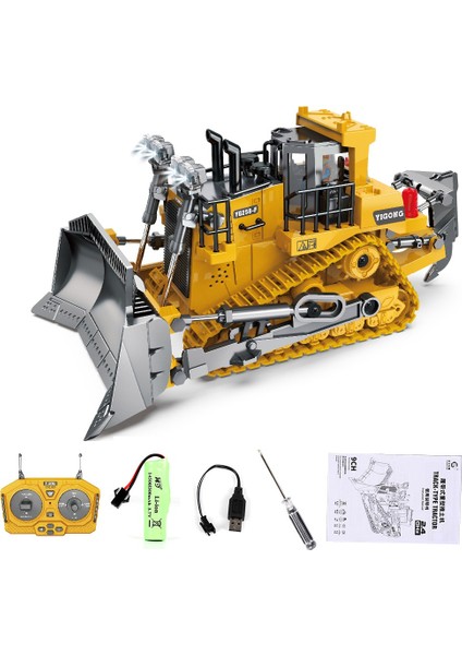 BC1045 Alaşım Rc Buldozer 1/24 Ölçekli 2.4g 9 Kanallı Dozer Ön Yükleyici Oyuncak Metal Inşaat Araç Çocuklar Için Işık Ses ile (Yurt Dışından)